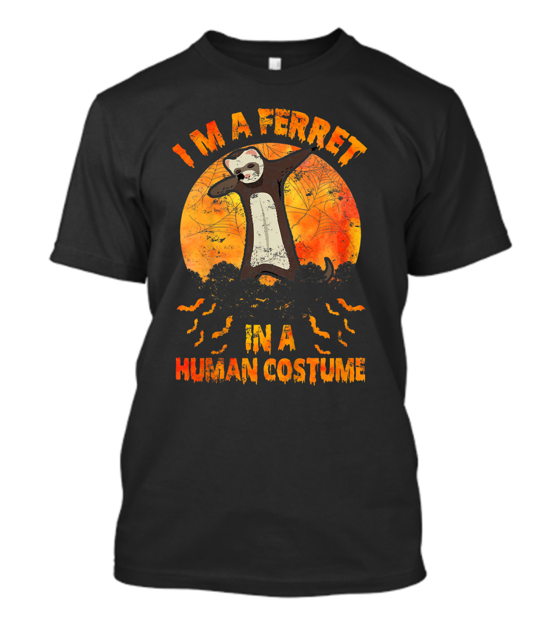 I'M A FERRET IN A HUMAN COSTUME HALLOWEEN 밤 하늘에 박쥐 Parte 2 Ferret T-Shirt