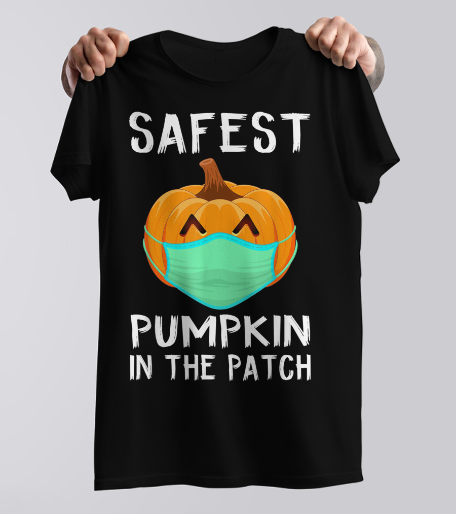 Safest Pumpkin In The Patch Halloween Costume With Face Mask T-Shirt