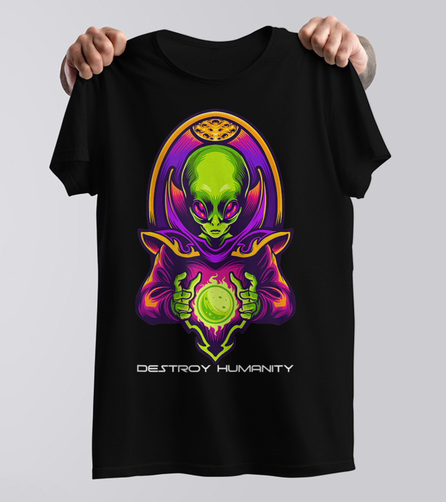 Destroy Humanity Funny Alien Gamer Birthday T-Shirt