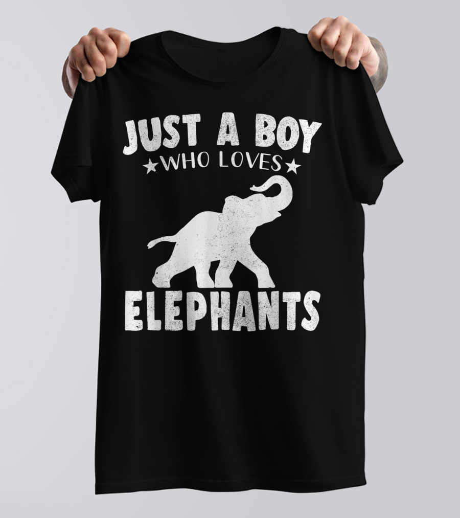Just A Boy Who Loves Elephants Cool Animals Lover Basic T-Shirt