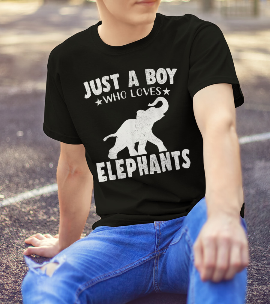 Just A Boy Who Loves Elephants Cool Animals Lover Basic T-Shirt