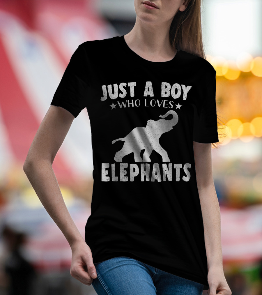 Just A Boy Who Loves Elephants Cool Animals Lover Basic T-Shirt