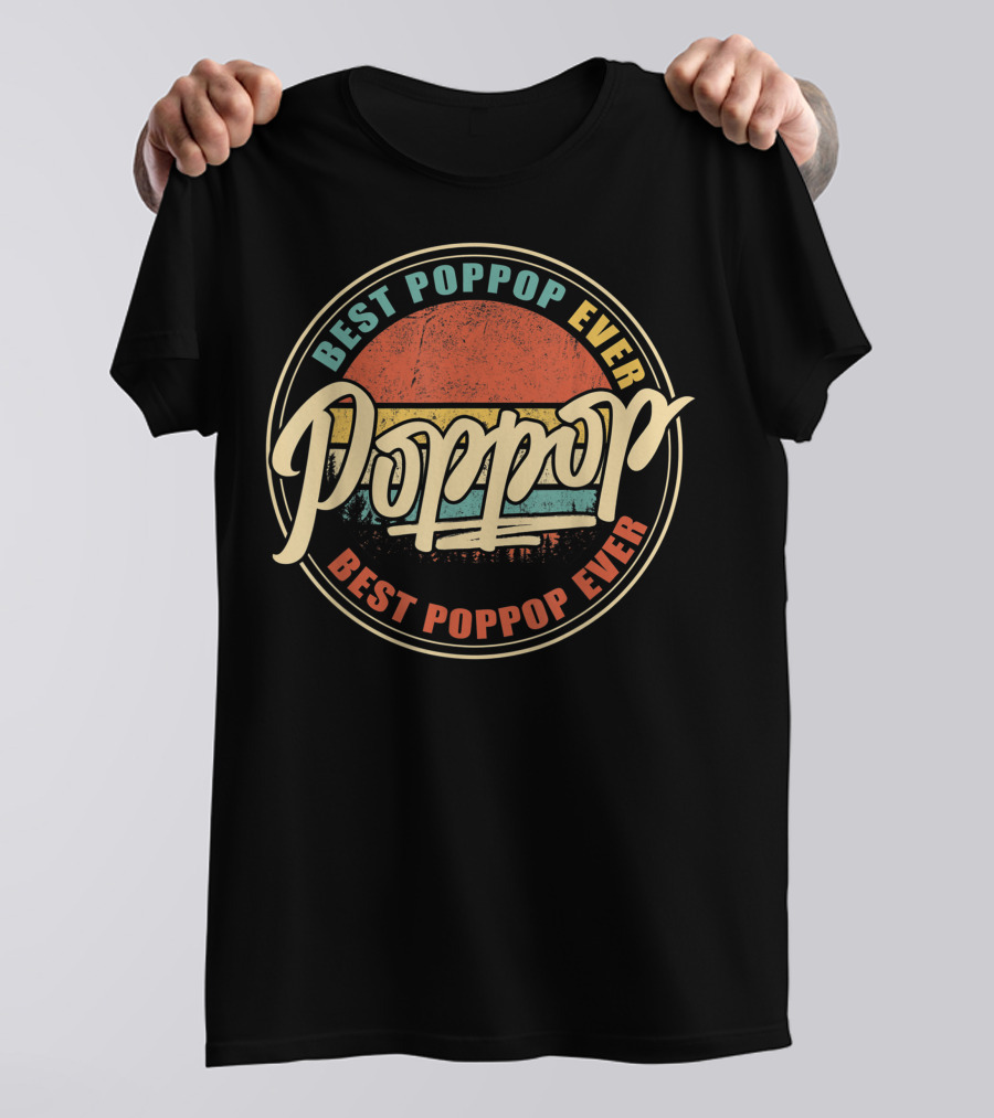 Best Poppop Ever Vintage Sunset Retro Grandpa Papa T-Shirt