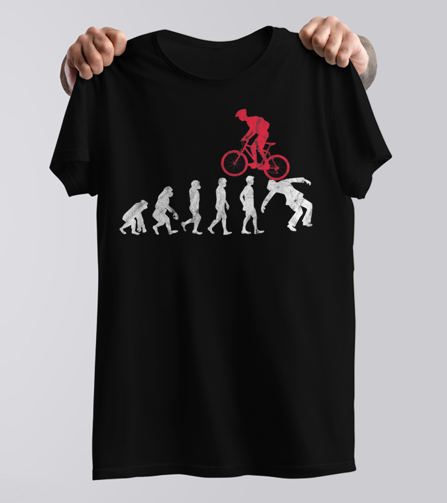 Mountain Bike Evolution Crash Funny MTB Bicycle Biker Rider T-Shirt