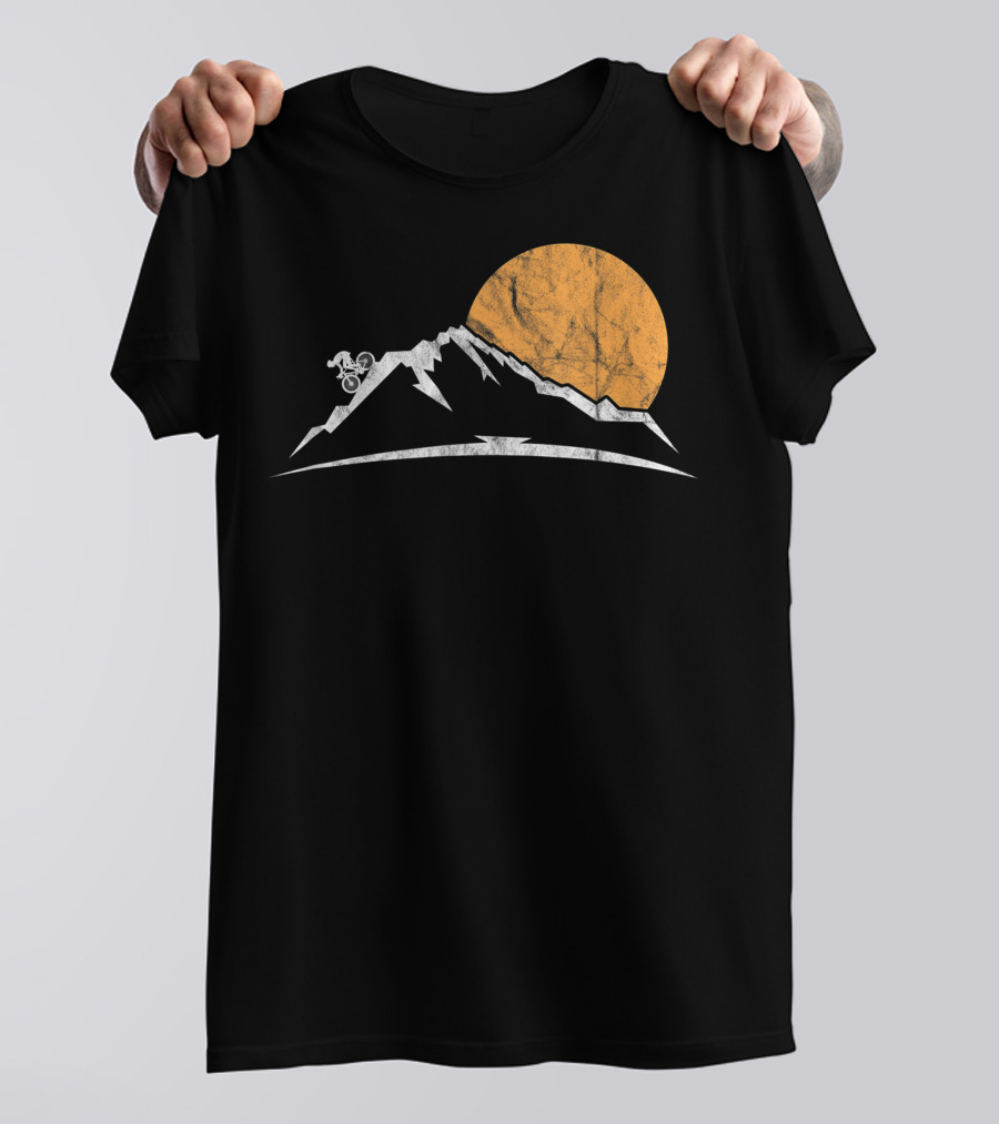 Mountain Bike MTB Downhill Biking Cycling With Sun And Mountain T-Shirt