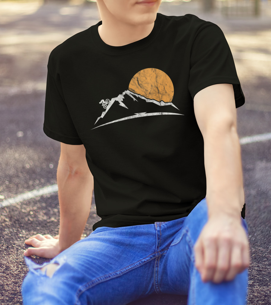 Mountain Bike MTB Downhill Biking Cycling With Sun And Mountain T-Shirt