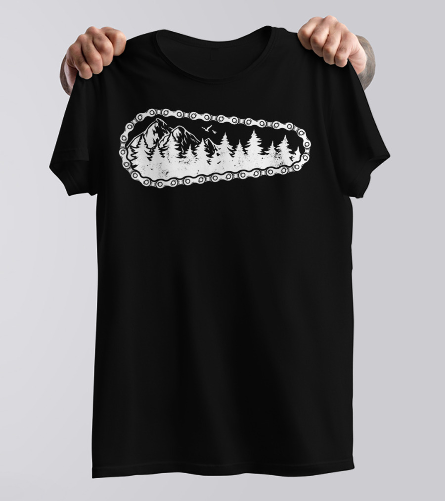 Mountain Biking Chain Forest Scenery Downhill Cycling MTB Biker T-Shirt