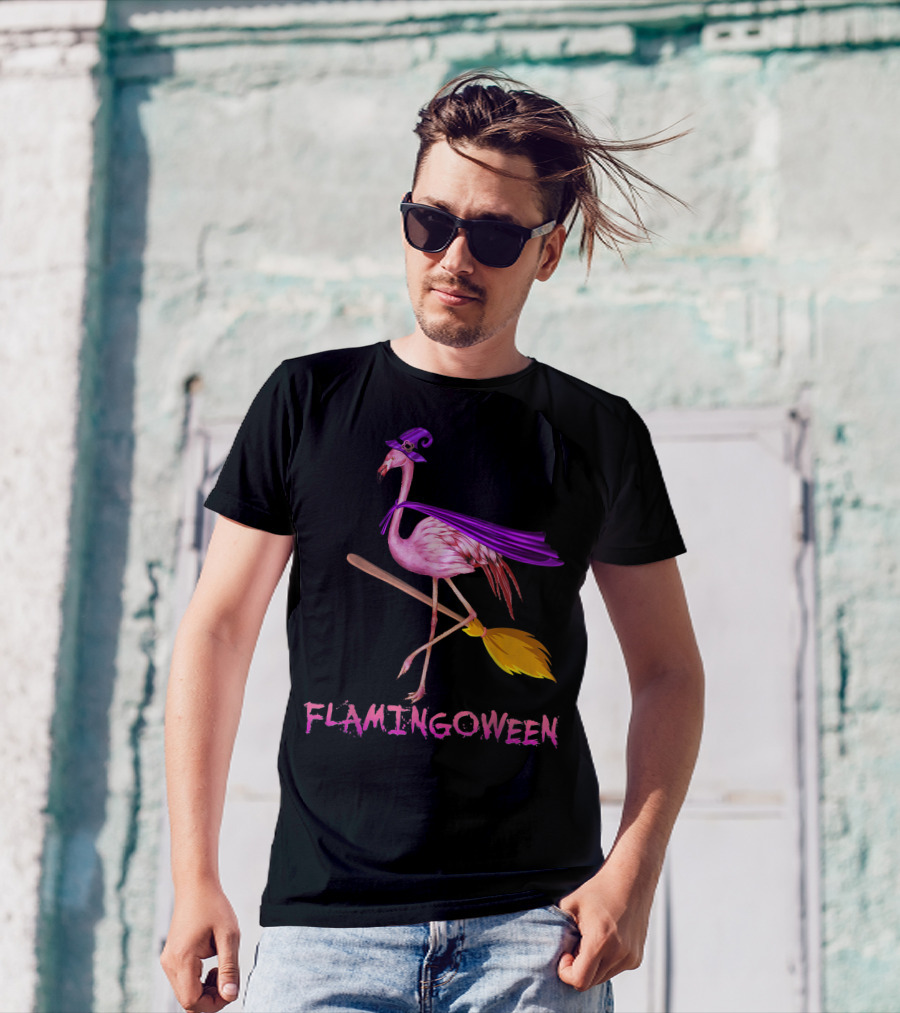 Flamingoween Funny Flamingo Witch Halloween Costume Best T-Shirt