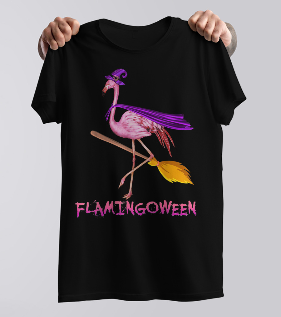 Flamingoween Funny Flamingo Witch Halloween Costume Best T-Shirt