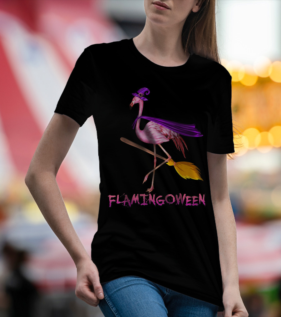 Flamingoween Funny Flamingo Witch Halloween Costume Best T-Shirt