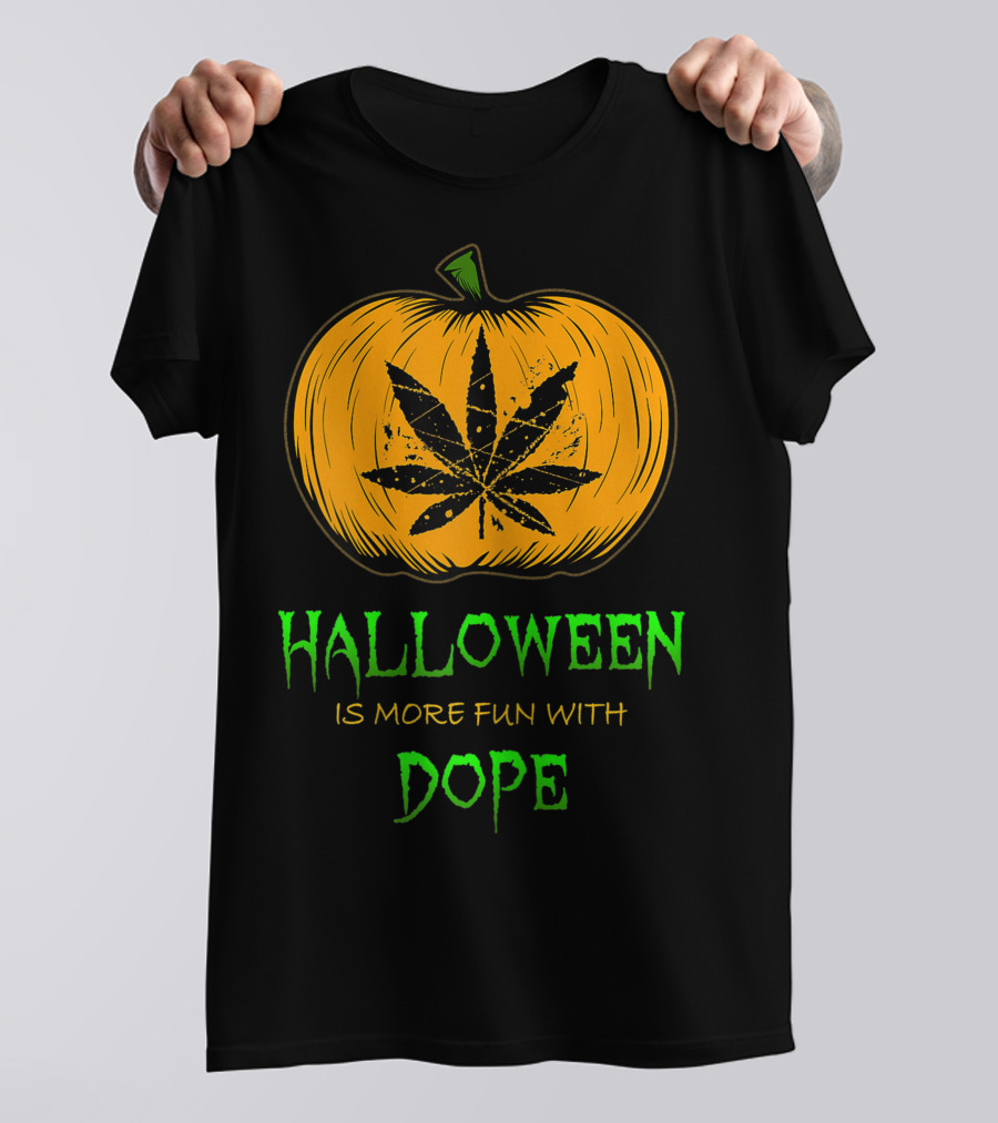 Halloween Is More Fun With Dope Pumpkin Leaf T-Shirt