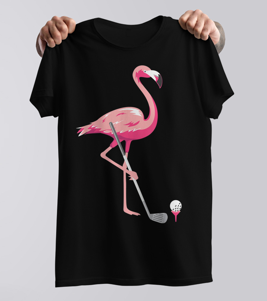 Funny Flamingo Bird Golf Player Best Swing Tee Golf Ball T-Shirt