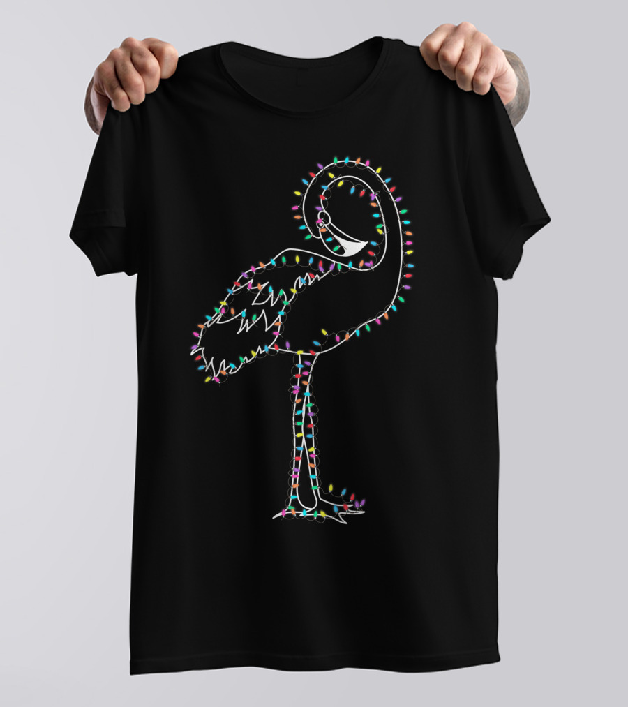 Funny Flamingo Christmas Lights Holiday Decor T-Shirt