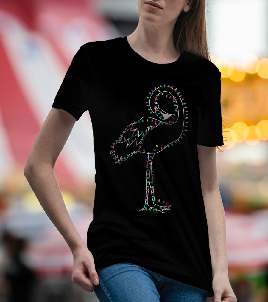 Funny Flamingo Christmas Lights Holiday Decor T-Shirt