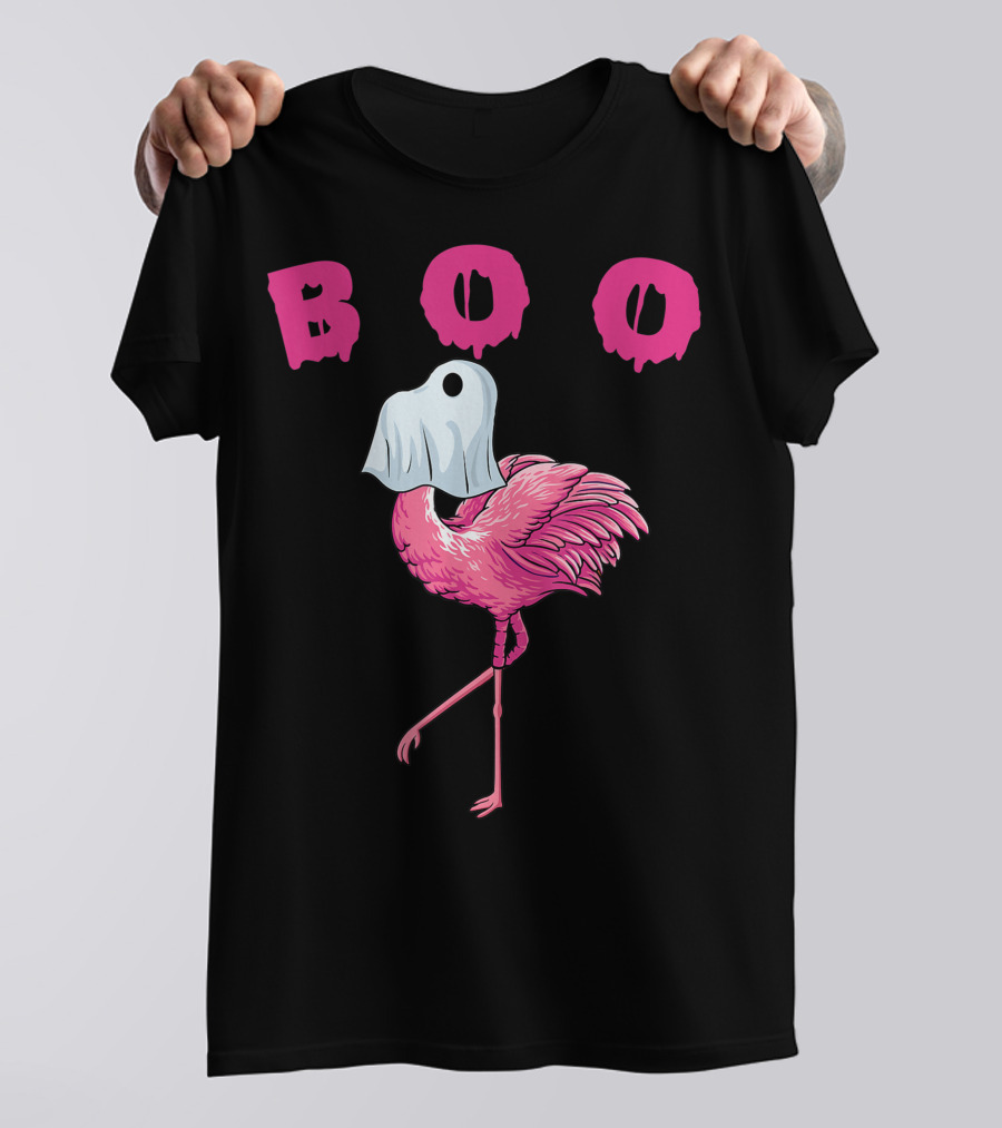 Boo Funny Flamingo Halloween Ghost T-Shirt