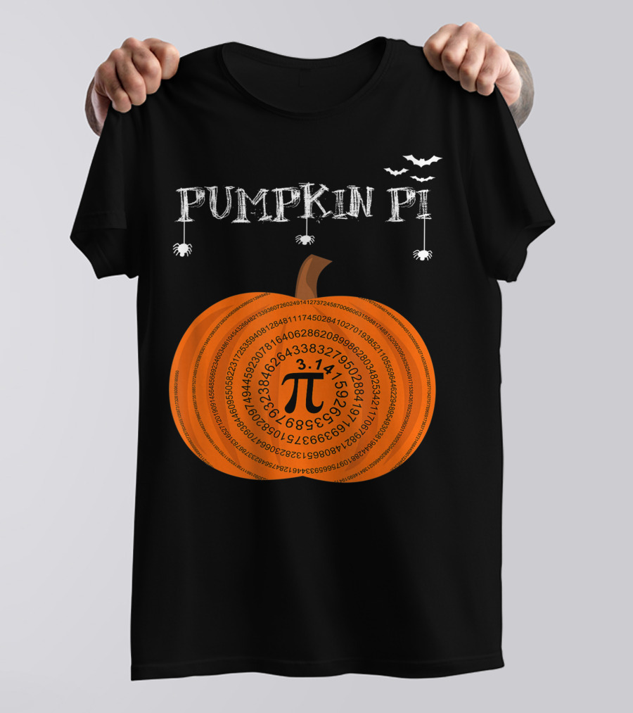 Pumpkin Pi Halloween Math Teachers Pumpkin With Pi Symbol And Bats T-Shirt
