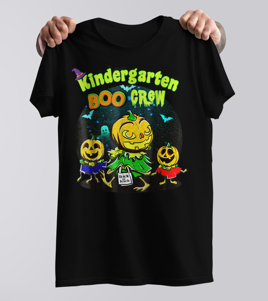Kindergarten Boo Crew Halloween Trick Or Teach Pumpkin Gang T-Shirt