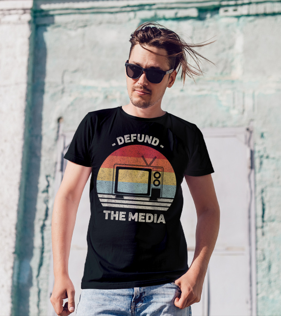 Defund The Media Vintage TV Protest Fake News T-Shirt