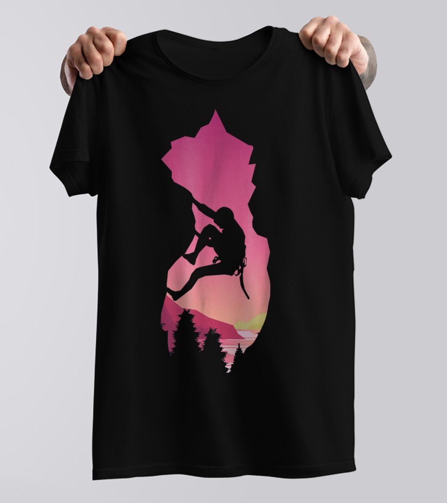 Rock Climbing Adventure Sunset Bouldering Climber Colorful T-Shirt