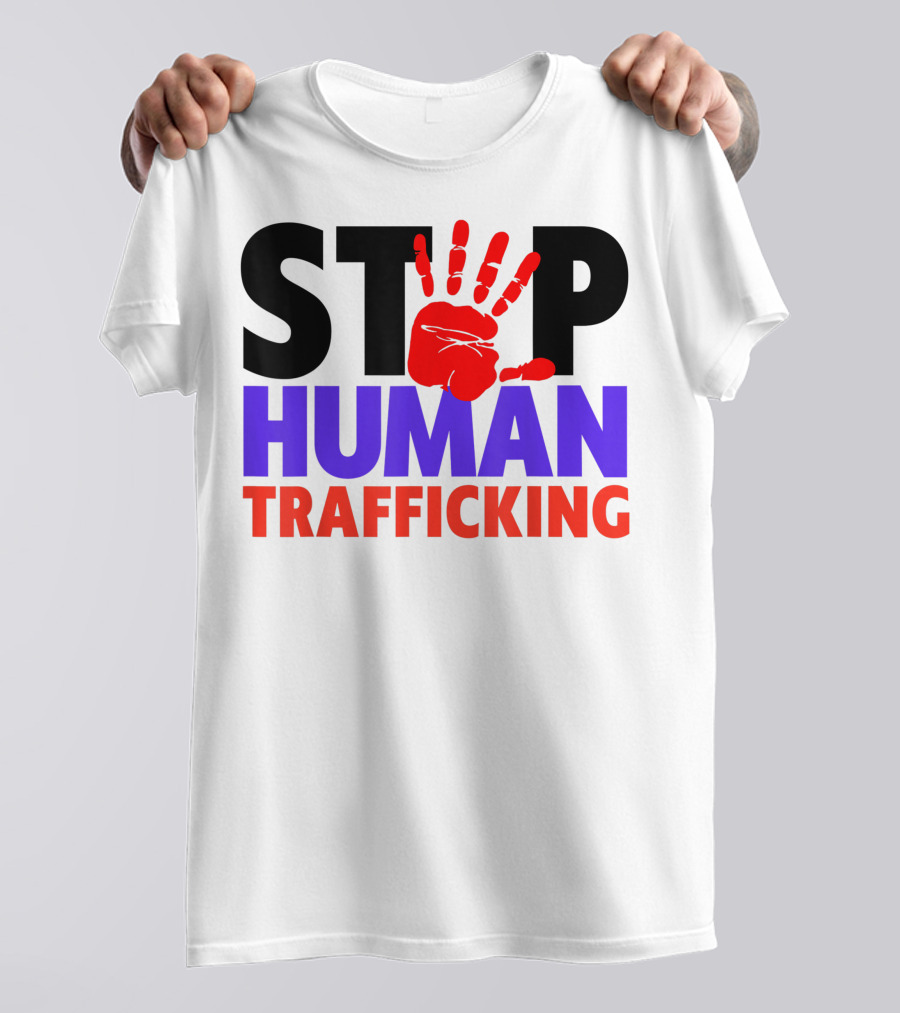 Stop Human Trafficking Red Handprint Awareness T-Shirt