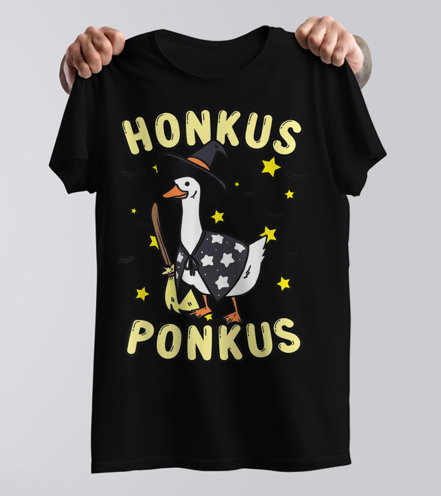 Honkus Ponkus Witch Duck With Stars And Bats T-Shirt