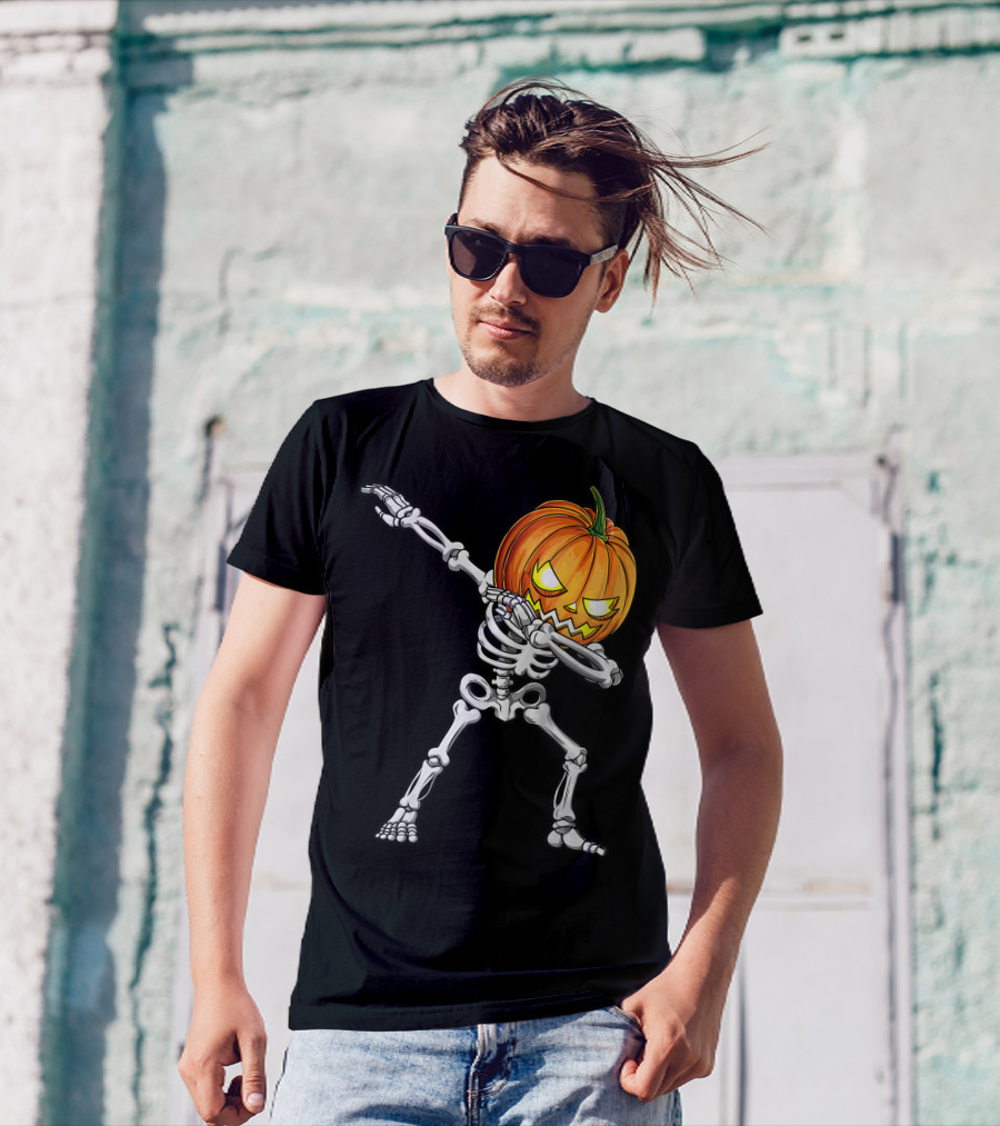 Dabbing Skeleton Pumpkin Halloween Best T-Shirt