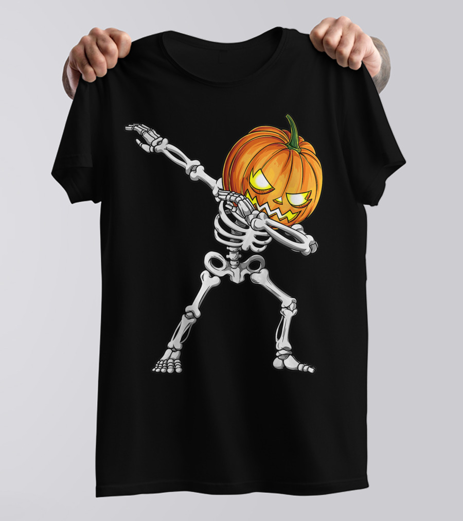 Dabbing Skeleton Pumpkin Halloween Best T-Shirt