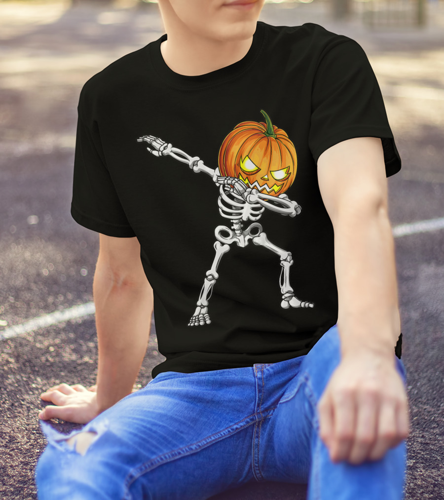 Dabbing Skeleton Pumpkin Halloween Best T-Shirt