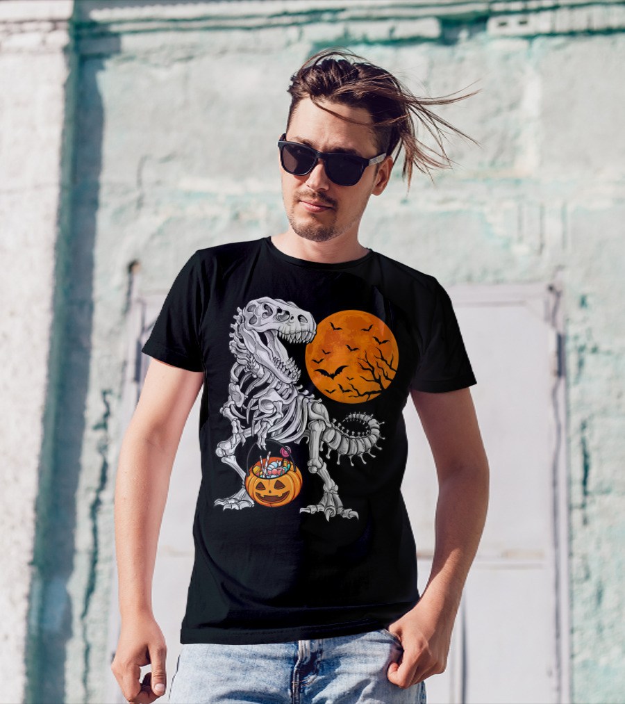 Dinosaur Skeleton Rex Scary Halloween T-Shirt
