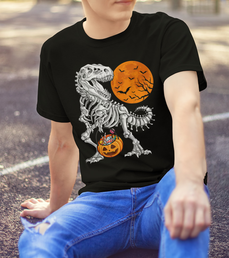 Dinosaur Skeleton Rex Scary Halloween T-Shirt
