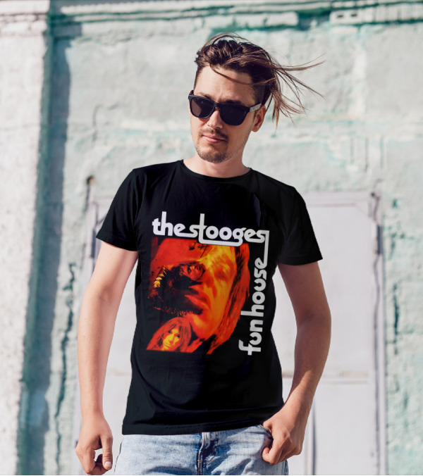 The Stooges Fun House 1970 Album Cover Art With Band Faces In Red And Orange T-Shirt