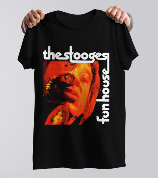 The Stooges Fun House 1970 Album Cover Art With Band Faces In Red And Orange T-Shirt