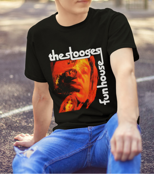 The Stooges Fun House 1970 Album Cover Art With Band Faces In Red And Orange T-Shirt