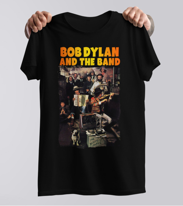 Bob Dylan And The Band The Basement Tapes Group Photo With Instruments And Dog T-Shirt