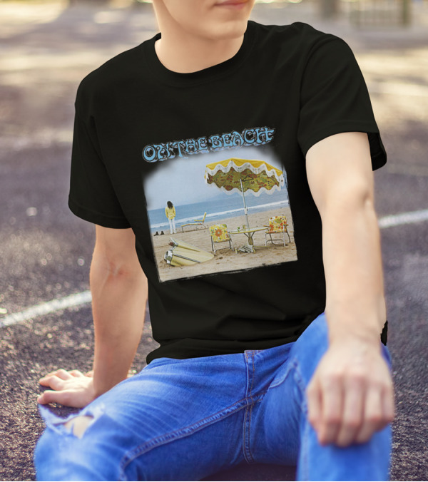 Neil Young On The Beach Vintage Album Cover Surreal Coastal Scene T-Shirt