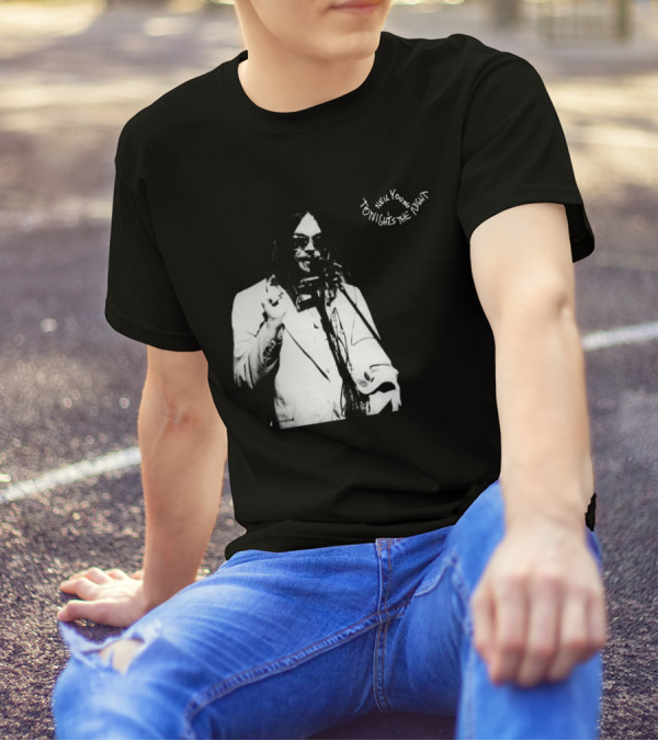 Neil Young Tonight's The Night Black And White Photo T-Shirt