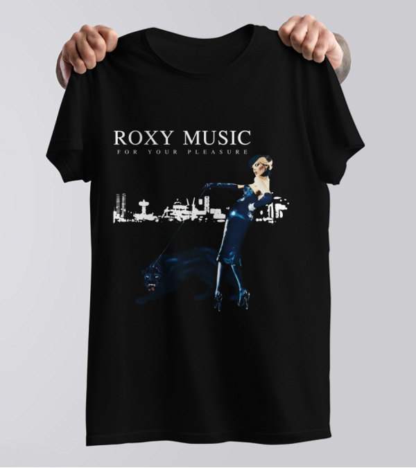Roxy Music For Your Pleasure Album Cover With Lady And Panther City Skyline T-Shirt