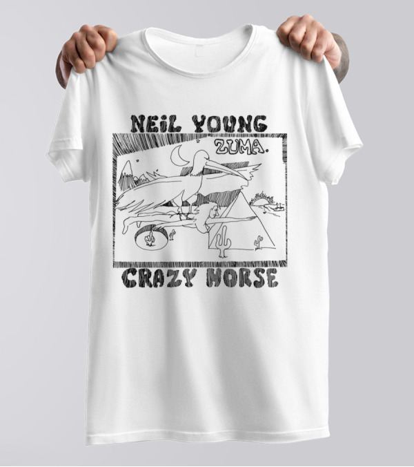 Neil Young Crazy Horse Zuma Desert Scene Eagle And Pyramid T-Shirt