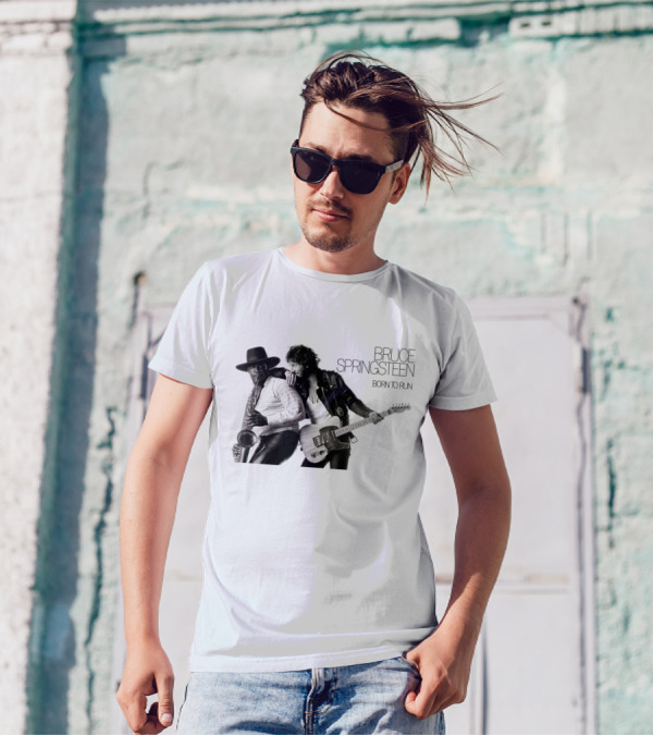 Bruce Springsteen Born To Run Album Cover Clarence Clemons Saxophone And Guitar T-Shirt