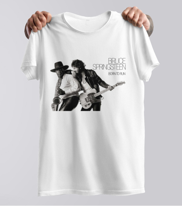 Bruce Springsteen Born To Run Album Cover Clarence Clemons Saxophone And Guitar T-Shirt