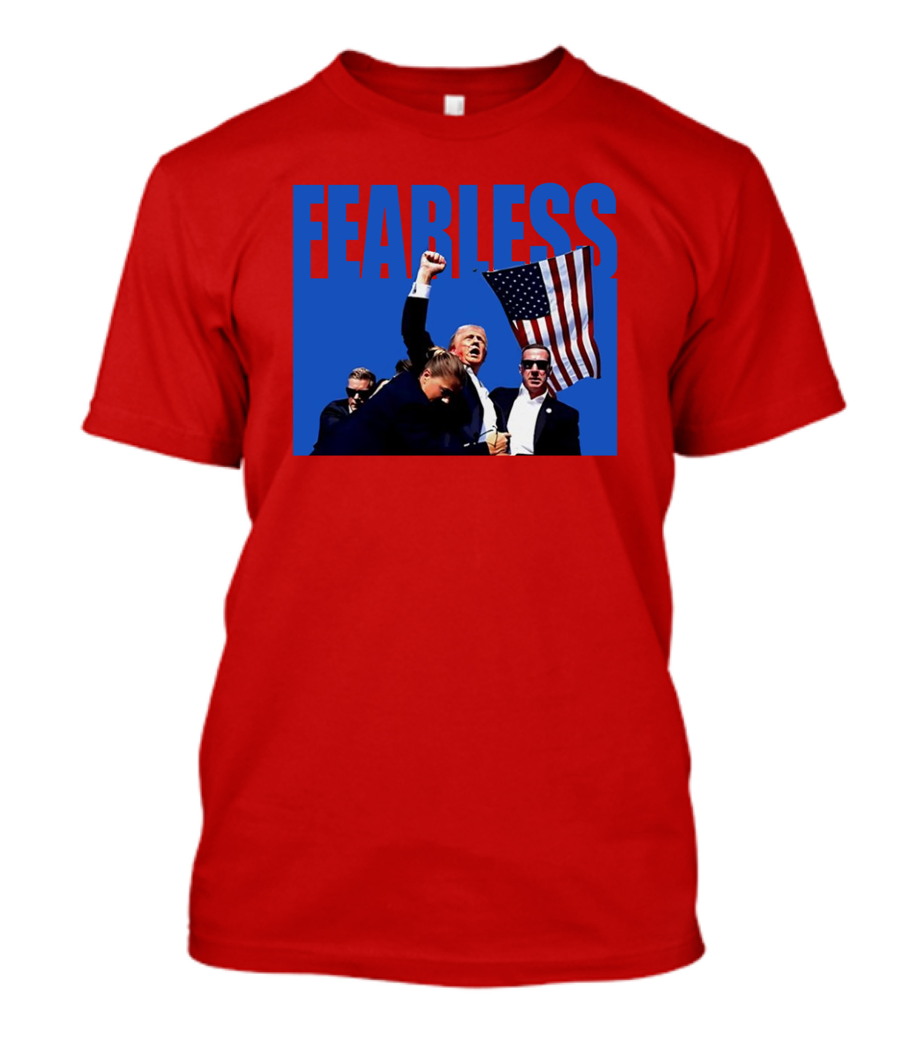 FEARLESS Trump Mike Hurst American Flag Iconic Moment T-Shirt