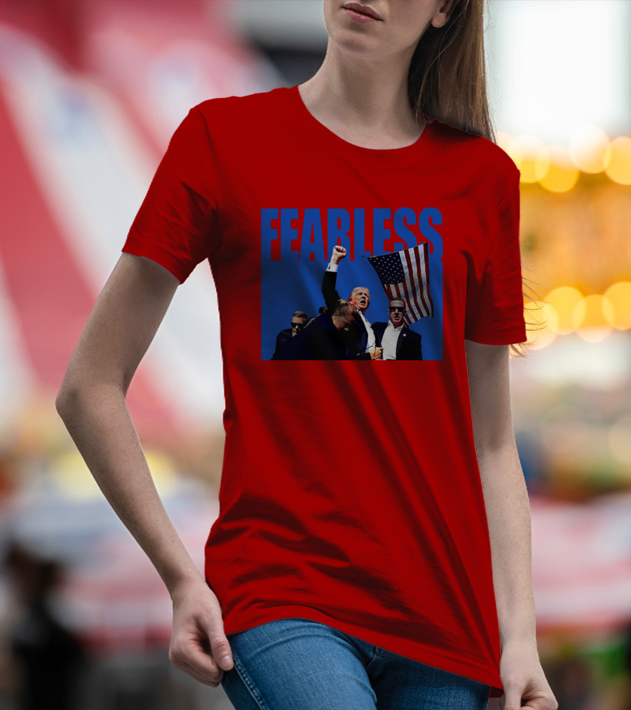FEARLESS Trump Mike Hurst American Flag Iconic Moment T-Shirt