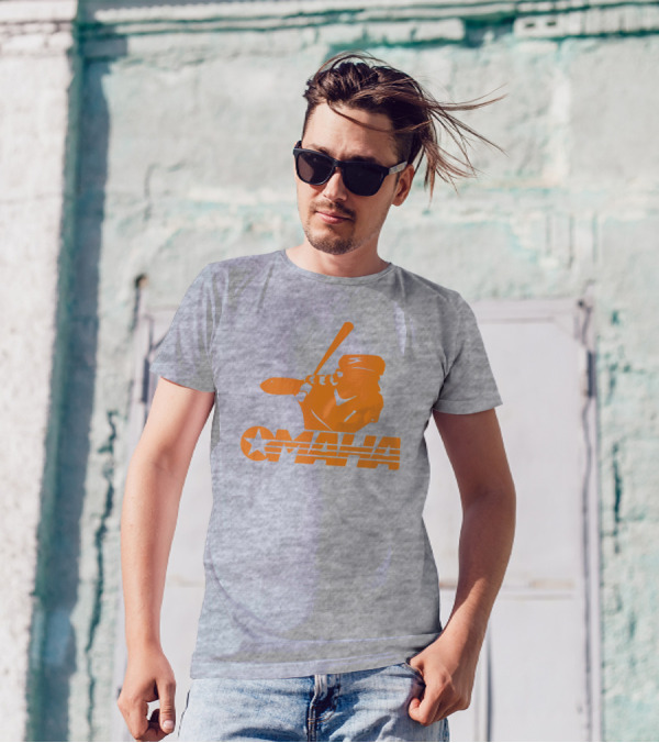 TN Omaha Baseball Silhouette With Star In Orange T-Shirt