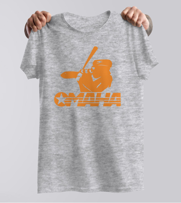 TN Omaha Baseball Silhouette With Star In Orange T-Shirt