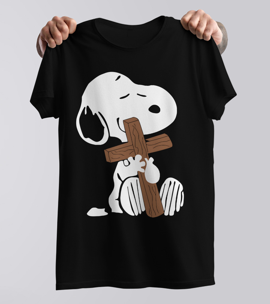 Snoopy Hugging Wooden Cross T-Shirt
