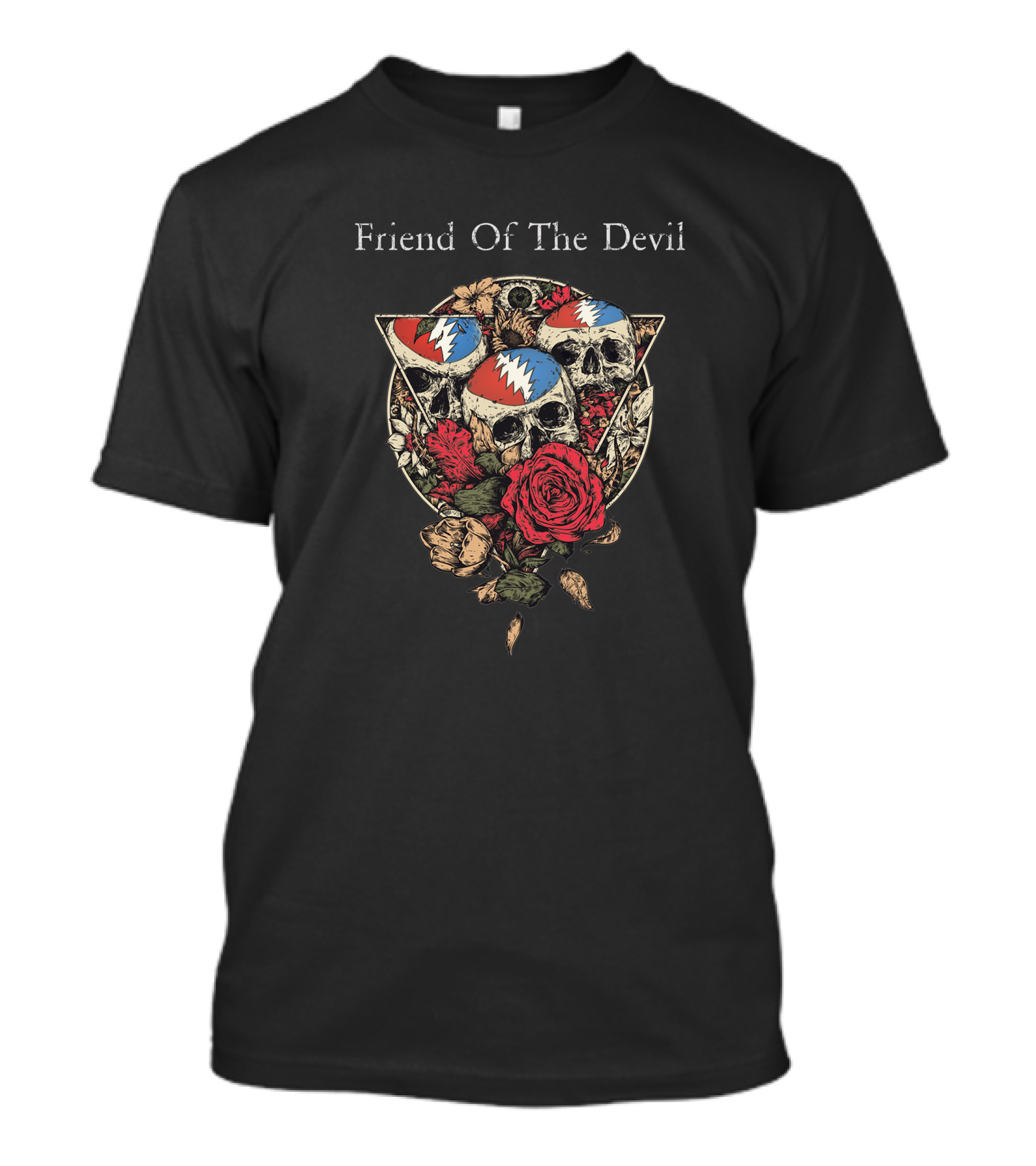 Friend Of The Devil Grateful Dead Skulls And Roses T-Shirt
