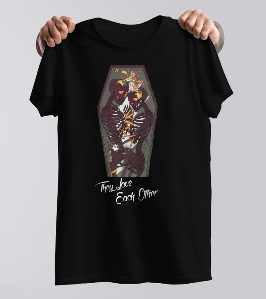 They Love Each Other Skeletons Embrace Coffin T-Shirt