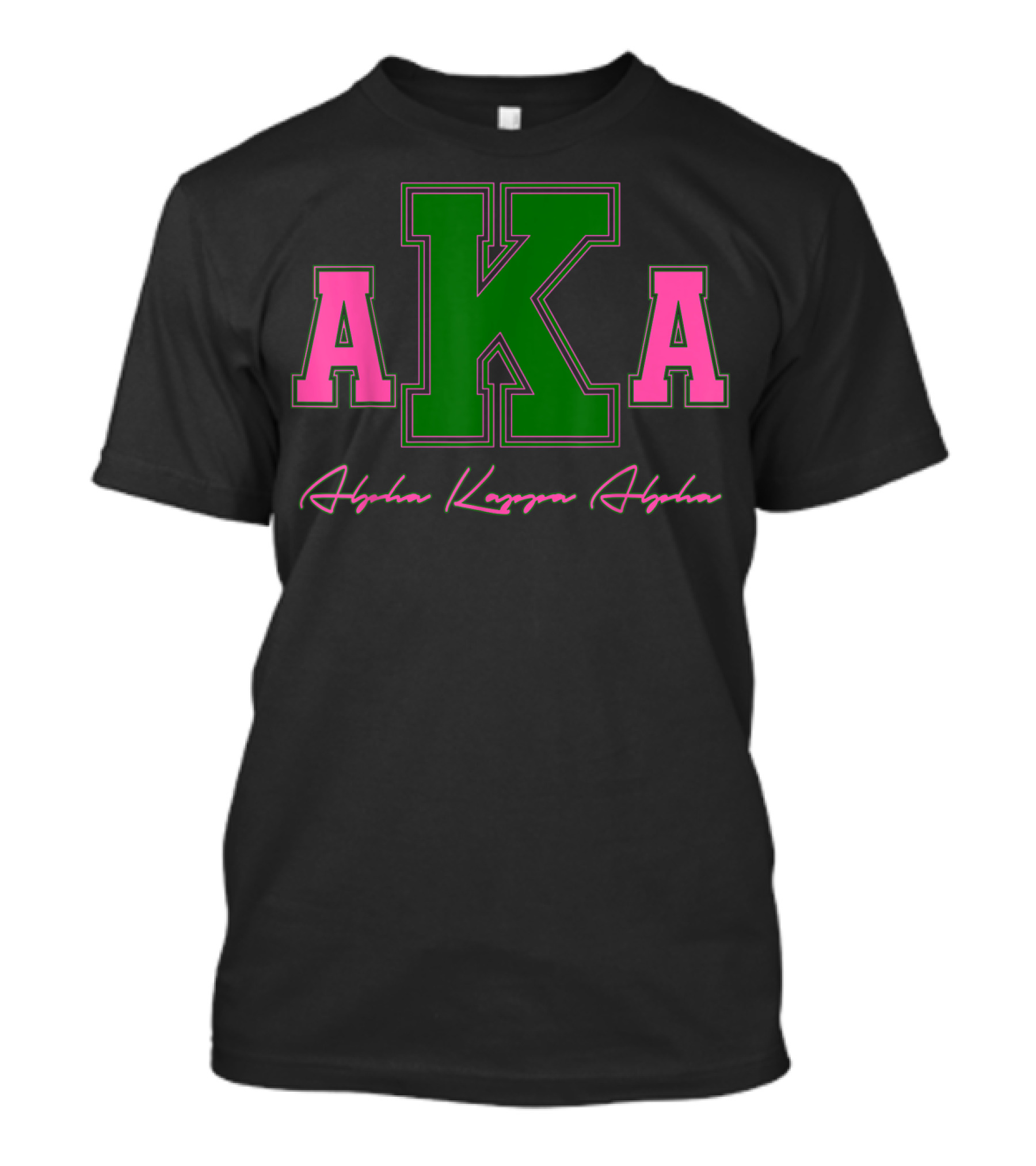 Alpha Kappa Alpha Pink And Green Lettering T-Shirt