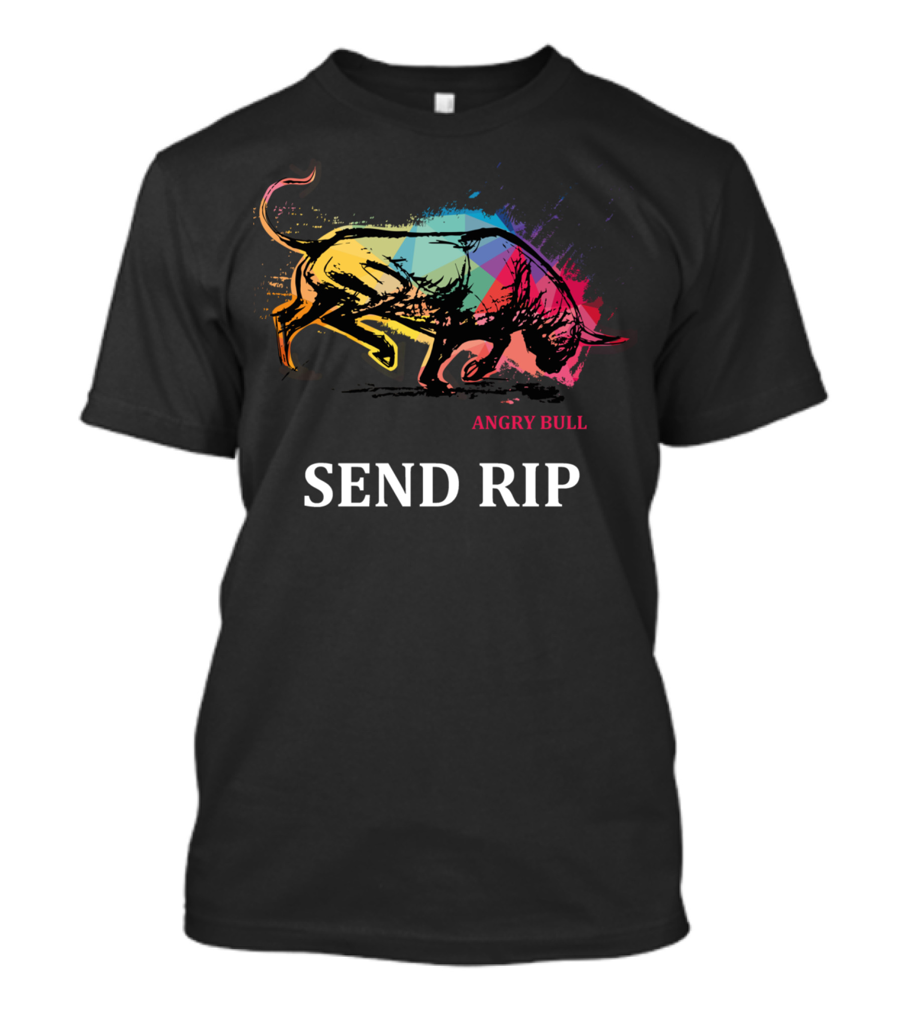 Angry Bull Send Rip Girls Multicolor Charging Bull T-Shirt