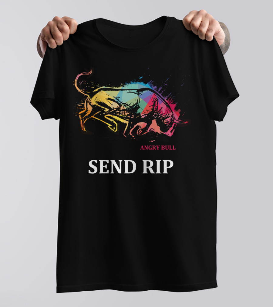 Angry Bull Send Rip Girls Multicolor Charging Bull T-Shirt